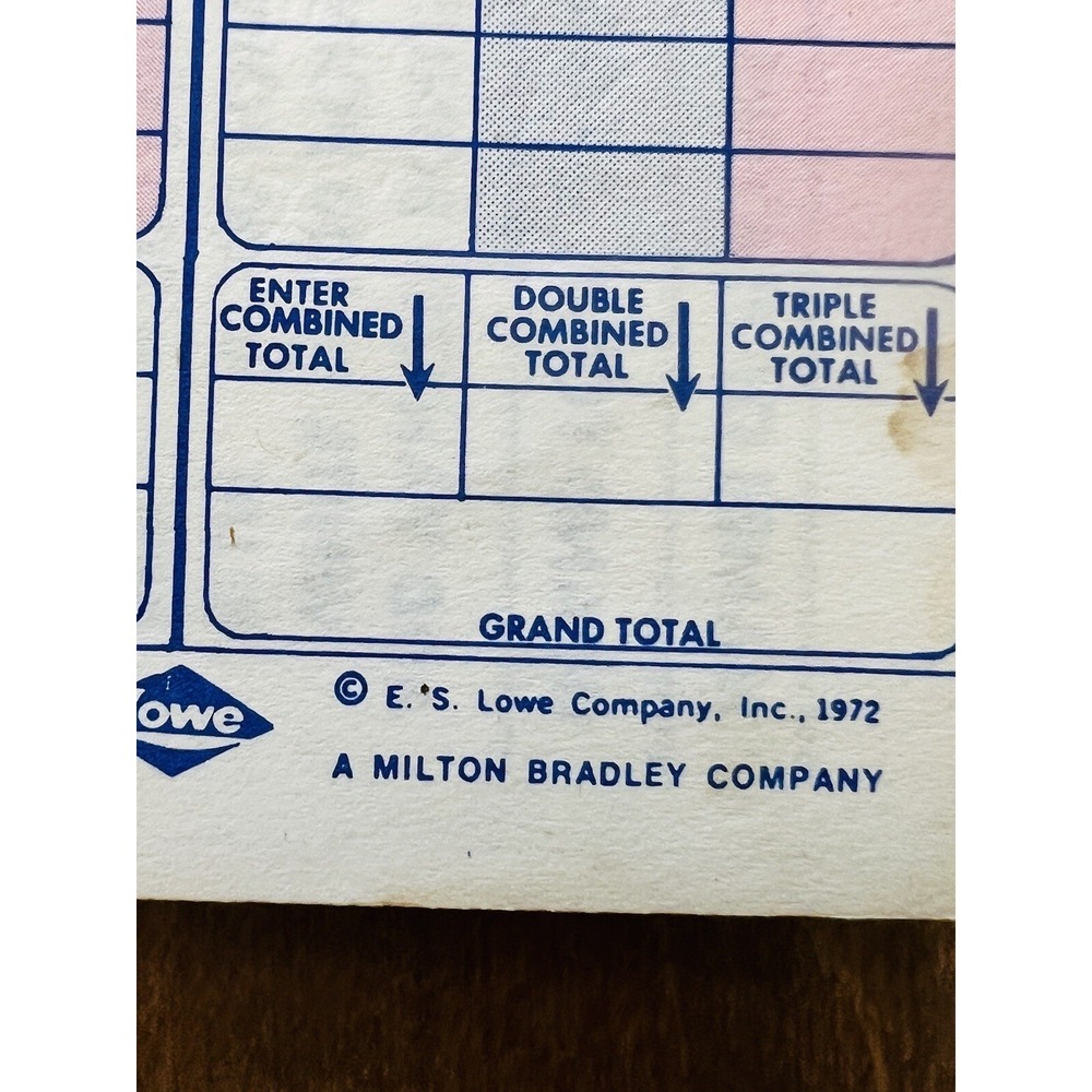 Vintage Yahtzee Score Pads Cup and Dice - No Box - 1972 Version Triple Yahtzee - Picture 7 of 7